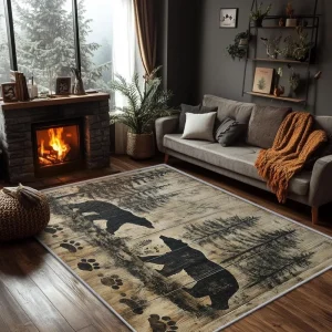 Rustic Woodland Wildlife Area Rug - 6x9