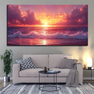 1.5 inch thick pine solid wood frame, ocean canvas