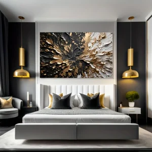 Modern abstract black gold ink splash texture wall mural,