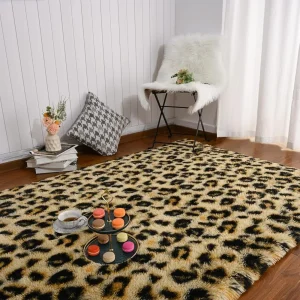 Luxurious Cheetah Print Faux Fur Rug