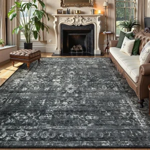 9x12  Distressed Non Slip Low Pile Carpet