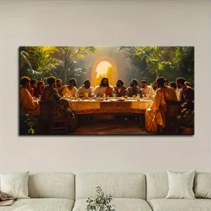 Gorgeous black Last Supper canvas wall art: